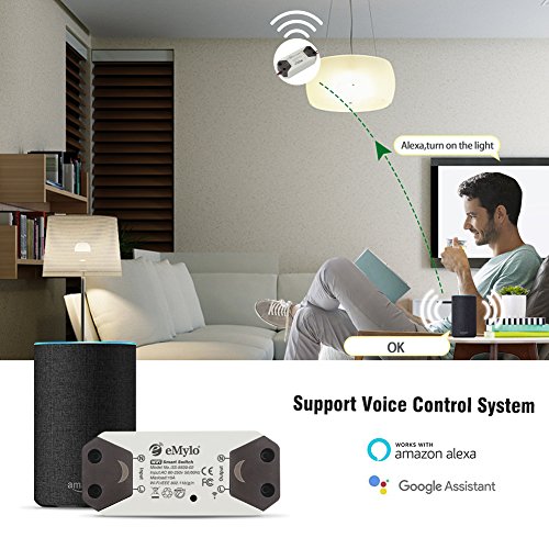 eMylo Smart WiFi Light Switch Wireless Relay Switch Module Remote Control Home Automation Timers Compatible with Alexa Echo Google Home Iphone Android App 2 packs - Thumbnail 7