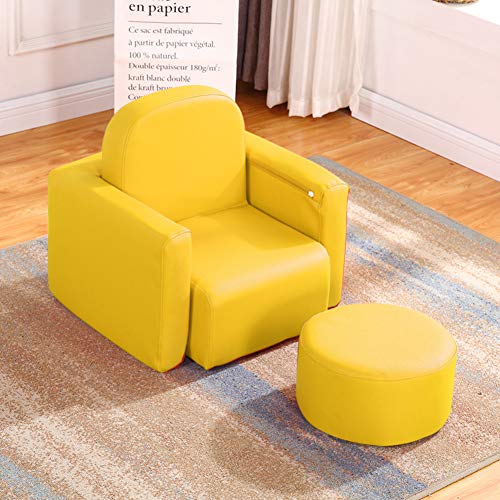 VK-Seduta-Divano-per-Bambini-Pigro-Mini-di-Pelle-Divano-di-Capretto-Cuoio-Imbottito-Poltrona-per-Gioco-Relax-Giallo