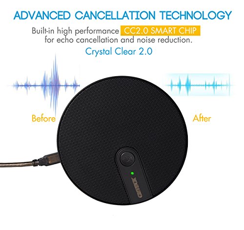 CMTECK USB Desktop Conference Computer Microphone CM002 , Mute Function Omnidirectional Condenser Boundary Mic for Recording,Streaming,Gaming,Skype,VoIP Calls, Etc with 6ft/1.8m USB Cable
