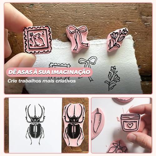 Kit de Entalhe de Carimbo de Borracha, Kit de Entalhe de Carimbo de Borracha de 12 Peças, Ferramentas de Borracha para Esculpir, Kit de Fabricação de Carimbos de Bloco de Borracha