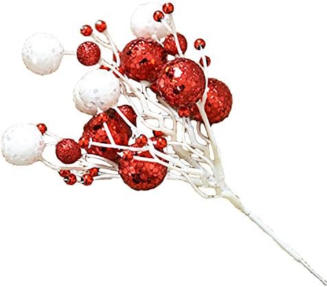 erozy (Pack of 6) Glittery Deluxe Artificial Berry Picks Home Holiday Christmas Floral Arranging Decor