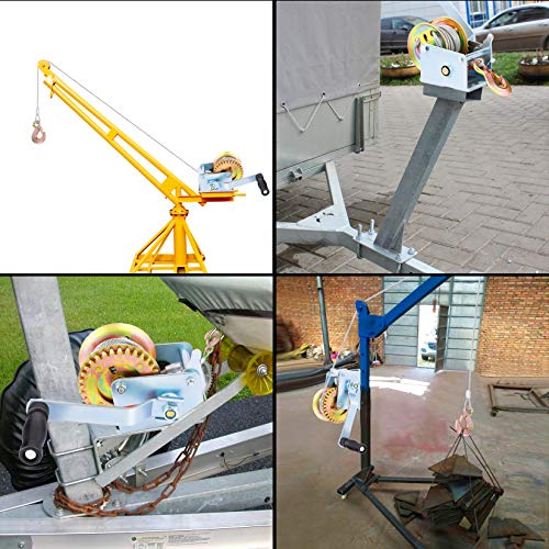 Angotrade Heavy Duty Hand Winch, 600LBS Hand Crank Strap Gear Winch with 8m Steel Wire, Manual Operated Two-Way Ratchet ATV Boat Trailer Marine - Image 2
