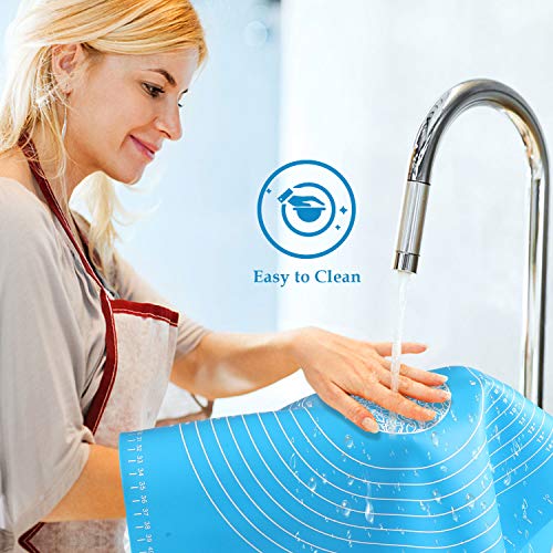 Extra Large Silicone Baking Mat,25"x18"Non-Stick Pastry Mat Board Table Placemat Pad for Baking,Rolling Dough with Measurements, Reusable Heat-Resistant BPA Free