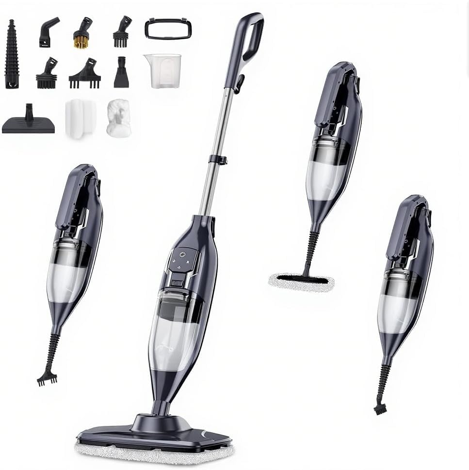 Photo 1 of ** *Broken* Selling as is* See Photos******Steam Mop, 12-in-1 Powerful Handheld Steam Cleaner Detachable Steam Mops for Floor Cleaning, 550ML Removable Tank, 23FT Power Cable, MultiPurpose Steamer for Hardwood, Tile,Furniture,Sliver Gray