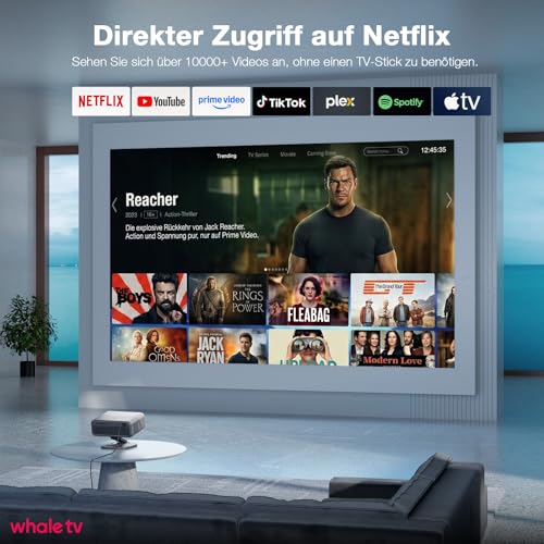 Smart Projector 4K 【Official Apps & Dolby Audio】4200 ANSI Video Projector, Auto Focus & Trapezoidal Correction, VISSPL 1080P Full HD WiFi6 Bluetooth Home Cinema / Outdoor Projector with 360° Holder