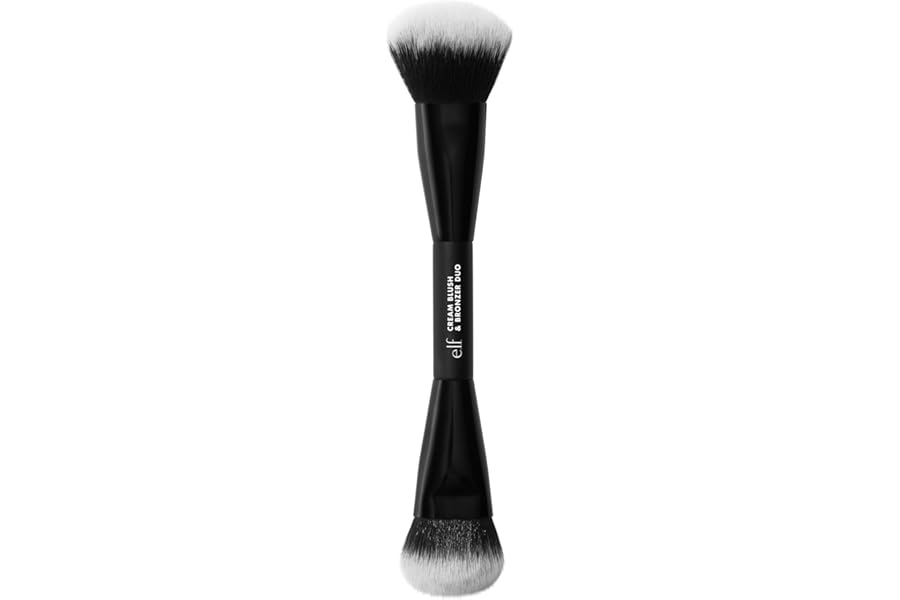 e.l.f. Cream Blush & Bronzer Duo Brush, 2-in-1 Makeup Brush for Blending & Layering Cream Formulas, Creates Seamless Glow, Vegan & Cruelty-Free
