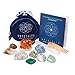 Premium Quality Crystal Set for Abundance & Prosperity - Natural Citrine Point, Malachite, Pyrite, Aventurine, Blue Calcite, Tree Agate, Tiger's Eye, Palo Santo, Selenite Stick + Info Guide & Gift Box