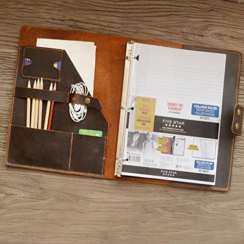 Personalized leather Binder 3-Ring, 8.5 x 11 refillable paper, Leather portfolio, Leather Business Folio, Work portfolio, D711