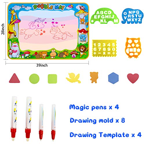weird tails Water Doodle Mat for Kids - Animal Aqua Magic Drawing Toys - Coloring Painting Educational Writing Mats The Best Gift for Boys and Girls Age 2 3 4 5 6
