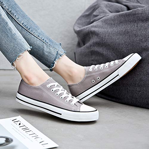 Adokoo Womens Canvas Shoes Casual Cute Sneakers Low Cut Lace up Fashion