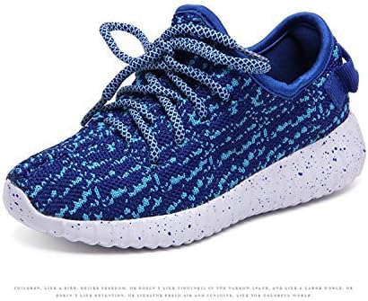 AIGOROSE Kid Boy Girl Breathable Light Weight Lace-Up Running Shoes Sneakers(Toddler/Little Kid) (5 M US Big Kid, Blue)
