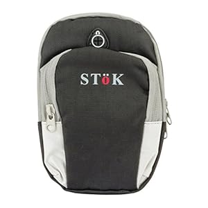 SToK Sweatproof Sports Armband Pouch/Arm Belt -Universal (Black) with Double Zipped Pocket Bag for Running,Jogging…