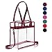 Clear Cross-Body Messenger Shoulder Zippered Bag w Adjustable Strap, NFL & PGA Stadium Security Approved Travel & Gym Clear Tote Bag-12” X 12“ X 6” (Burgundy)