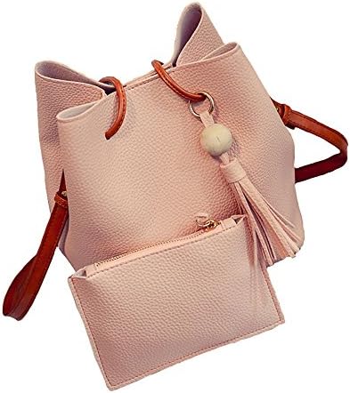 Cherry Roll Womens Cute 2 Piece a Set Pu Leather Shoulder Bag Tote Purse (Pink)