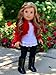 Uptown Girl - 4 Piece Outfit - Red Ruffled Jacket, White Tank Top, Black Leggings and Boots - Clothes Fits 18 Inch Doll (Doll Not Included)