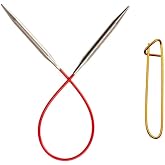 ChiaoGoo Knit Red 9-Inch, US 0 (2mm) Circular Knitting Needle | Surgical Stainless Steel, Semi-Sharp Tips, Memory-Free Steel Cable, Smooth Metal Joins, Easy-Glide, Stitch Holder
