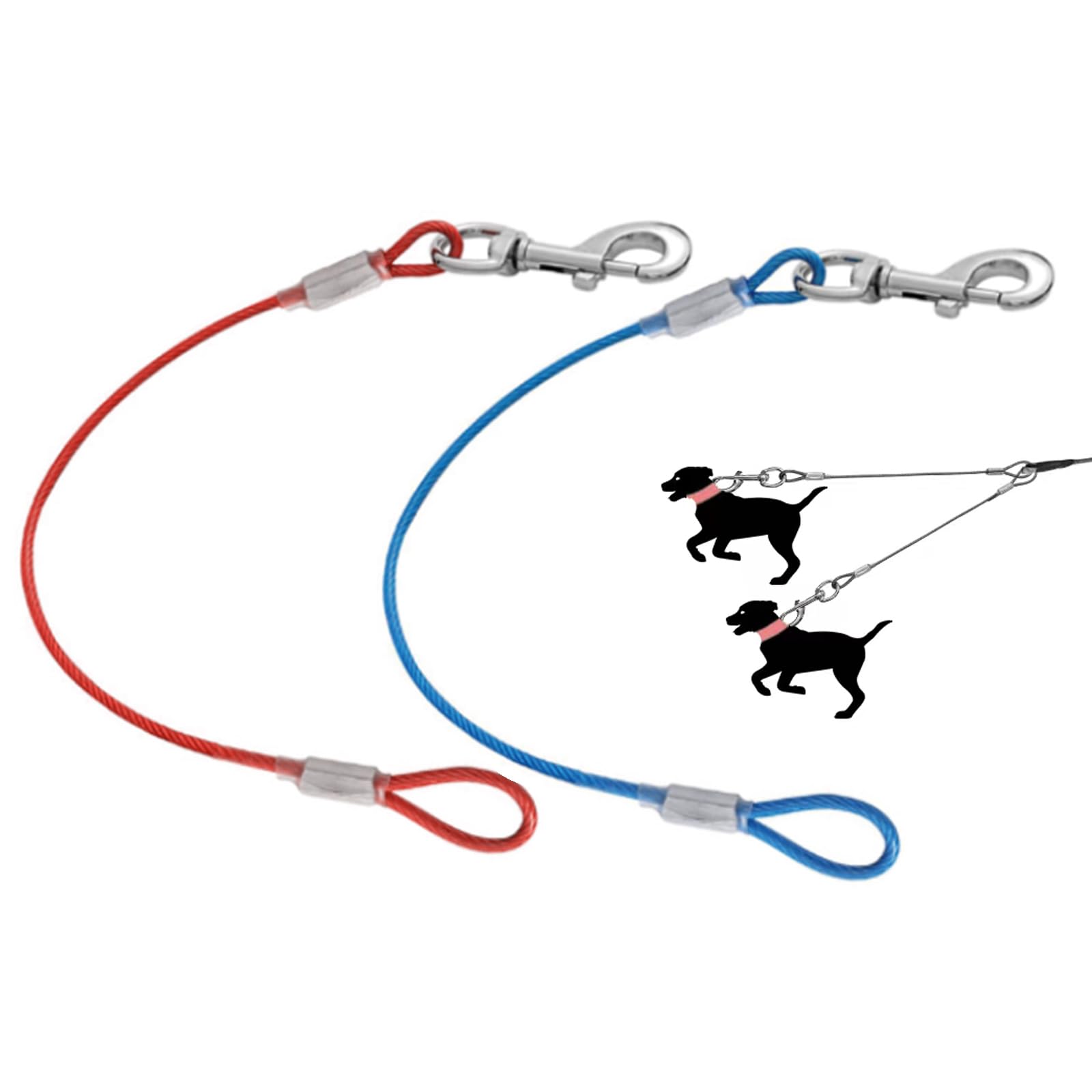 Photo 1 of 2 Packs Chew-Proof Dog Leash Extension,Tangle Free Short Lead Extender for Training Walking,Durable Cable Extender Suitable for All Breeds Dogs (Blue+Red, 24 inch/60cm)