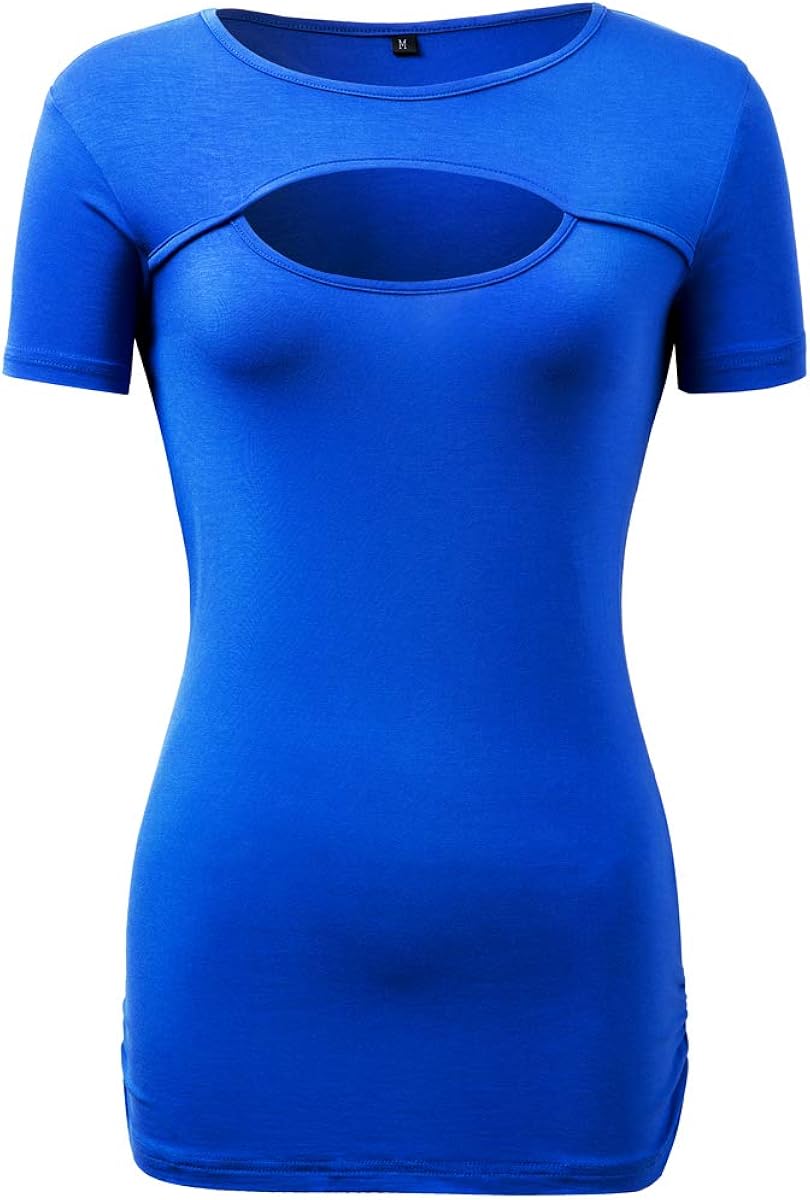 Nadasha Women's Casual Blouses T-Shirts Keyhole Short Sleeve Tops at  Women’s Clothing store