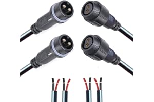 QOFOWIN 2Pin Waterproof Connector,2 Wire Male Female Plug LED Connector,with 12AWG IP68 25CM Extension Cable, for Car, Boat,Truck,Indoor/Outdoor LED Strip Lights.(2Pairs 2Pin 12AWG)