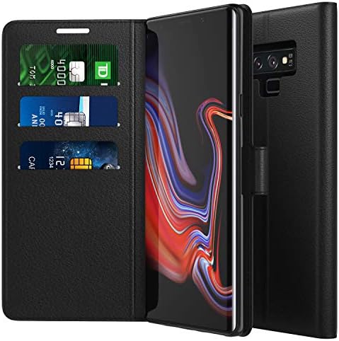 MoKo Case Compatible with Samsung Galaxy Note 9, [Stand-View Feature] Full Body Shockproof Folio Wallet Case PU Leather Flip Cover with Card Slot Fit Galaxy Note 9 (2018) 6.4 Inch - Black