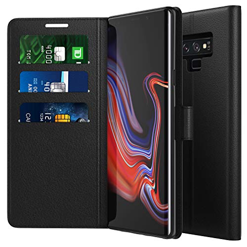 MoKo Case Compatible with Samsung Galaxy Note 9, [Stand-View Feature] Full Body Shockproof Folio Wallet Case PU Leather Flip Cover with Card Slot Fit Galaxy Note 9 (2018) 6.4 Inch - Black