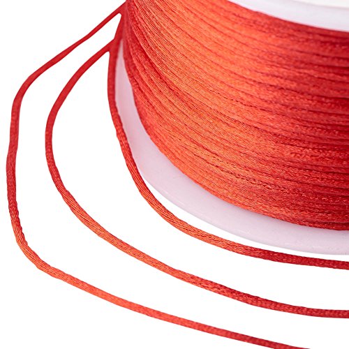 Pandahall 1 Roll 1mm x 100yards Red Rattail Satin Nylon Trim Cord Chinese Knot