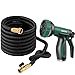 Joeys Garden Expandable Garden Hose Set, 50 Feet Heavy Duty Extra Strong Stretch Material with Brass Connectors - Bonus 10 Way Spray Nozzle