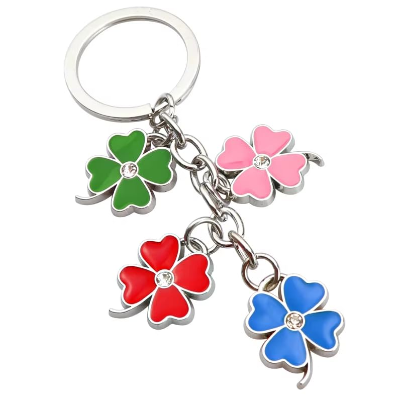 Eillwin Lucky Four Leaf Clover keychain beautiful & creative fashion unisex keyring for luck & protection