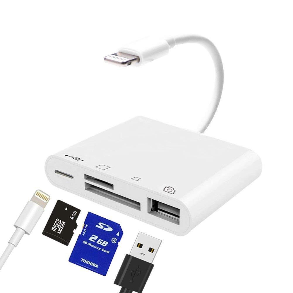 Lightning to SD FT Card Reader 4 in 1 Lightning to USB Camera Adapter