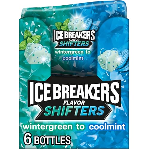 ICE BREAKERS FLAVOR SHIFTERS WINTERGREEN TO COOLMINT FLAVORED SUGAR FREE CHEWING GUM BOTTLES, 3.24 OZ (40 PIECES, 6 COUNT)