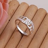 Noble Jewelry 925 Silver Women Ring Strips Oval Cross Size 8