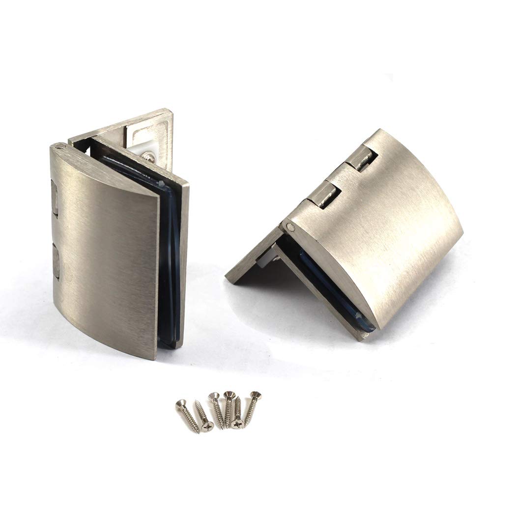 90 Degree Glass Door Pivot Hinge Kit Zinc Alloy Shower Hinge Glass Door Clamp Clip 2 Pieces with Screws,Adaptive 8-10mm Glass