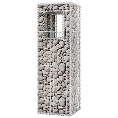 Festnight Gabionen Hochbeet aus Stahl 2 STK. 50x50x160 cm Pflanzkasten Steinsäule Blumentopf – Bild 4
