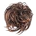 Fluffy Tousled Scrunchie Hair Bun With Elastic Rubber Band Premium Wrap On Hair Extensions Updo Chignon Donut Messy Ponytail Hairpiece Synthetic Wavy For Women(LIght Auburn Mix Dark Brown)