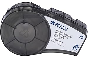 Brady Authentic (M21-18-499) Pre-Sized High-Adhesion Nylon Labels for Equipment, General ID, Lab, Wire/Cable, Black on White Material - Designed for M210, M210-LAB, and M211 Printers, 0.75" H x 1" W
