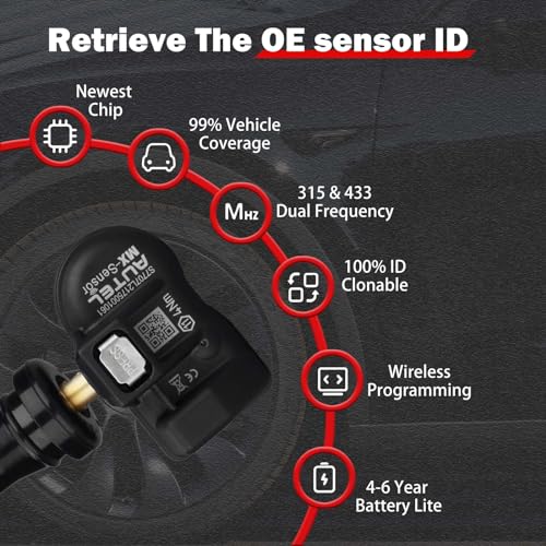 Autel MX Sensor Autel TPMS Sensor Set of 20 Programmable Sensors OE-Level for Tire PressureTire Pressure 2 in 1 315MHz/433MHz Press-in Programmable by TS508 TS408 TS508WF TS608 MS906TS MS906PRO-TS