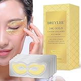Under Eye Masks 24K Gold Eye Pads for Dark Circles Eye Bags Puffiness Eye Treatment Natural Under Eye Patches with Anti-aging Wrinkle Care Properties, Eye Care Mask Gift for Women & Men (10 pairs)