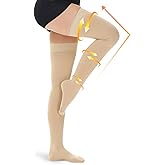 beister 15-20 mmHg Medical Compression Stockings with Dot Silicone Band, Closed Toe Thigh High Graduated Compression Socks for Women Men, Circulation Support Pressure Stockings for Varicose Veins, DVT