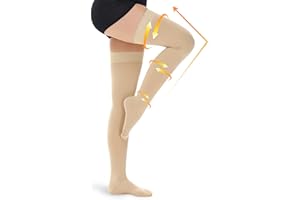 beister 15-20 mmHg Medical Compression Stockings with Dot Silicone Band, Closed Toe Thigh High Graduated Compression Socks for Women Men, Circulation Support Pressure Stockings for Varicose Veins, DVT