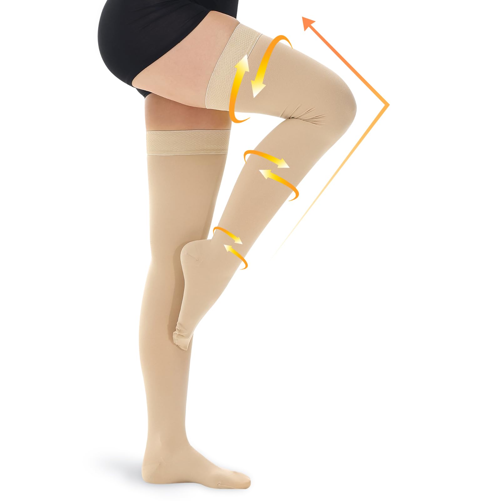 Photo 1 of SZ UNKNOWN MAY BE PLUS beister 15-20 mmHg Medical Compression Stockings with Dot Silicone Band, Closed Toe Thigh High Graduated Compression Socks for Women Men, Circulation Support Pressure Stockings for Varicose Veins, DVT