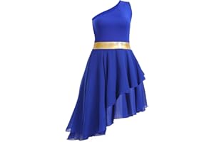 ORIDOOR Women's Praise Dance Dress Oblique Shoulder Irregular Hem Worship Dance Lyrical Dress