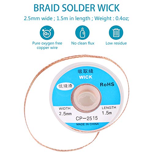 EVERMARKET(TM) Desoldering Wick, solder braid with 2.5mm Width, 1.5m