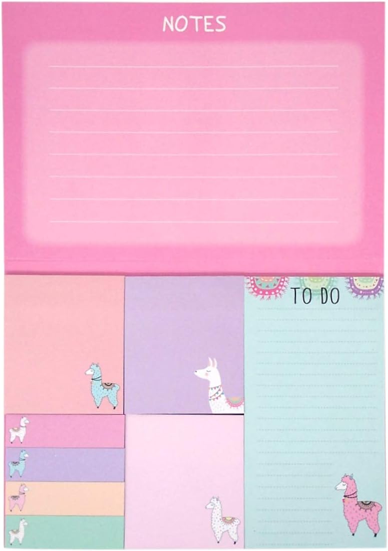 Cute Llama Sticky Notes Multicolor Notepad Office Supplies, 7 1/4 Inch