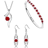 Txibikn Elegant Necklace Earrings Bracelet Set Jewelry Crystal Pendant for Women Wedding Party Gift