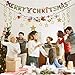 2018 Christmas Banner Set (Pre-Strung) Merry Christmas Banner With Gold Stars Gold Foil Swirls