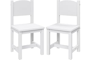 Timy Toddler Wooden Chair Pair, Kids Furniture for Eating, Reading, Playing 2 Pack (White)