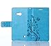 Microsoft Lumia 735/730 Case,Nokia Lumia 730/735 Case,C-Super Mall PU Embossed Butterfly & Flower Leather Wallet Stand Flip Case for Microsoft Nokia Lumia 730/735 (Blue)