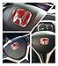Exotic Store Brand New 3 Colors Modified Black Red H 50x40mm Steering Wheel For CIVIC ACCORD FIT CRZ CRV ODYSSEY S2000 FA5 FD2 FG1 Odyssey Type B Steering wheel Emblem Badge (Red Base+ Chrome H)