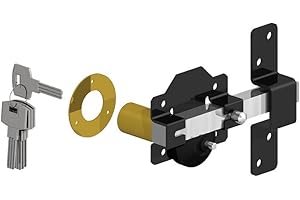 GateMate 2 ¾”(70mm) Single Locking Premium Long Throw Lock, Key Unlock, High Security with Slide Bolt, Stainless Steel & Powder Coated, Corrosion Resistant, Elongated Keep for Gate Drop.