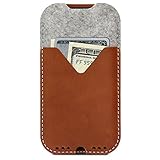Pack & Smooch Kirkby Mobile Case with Wallet - Compatible with iPhone X/Xs - Made with 100% Merino Wool and Vegetable Tanned Leather (Grey/Light Brown)